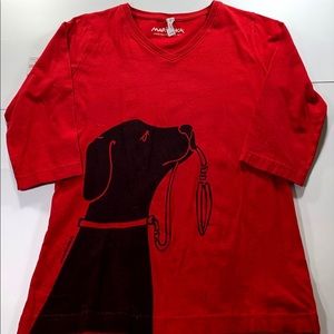 Marushka Hand Printed Sm. Red dog long sleeve
